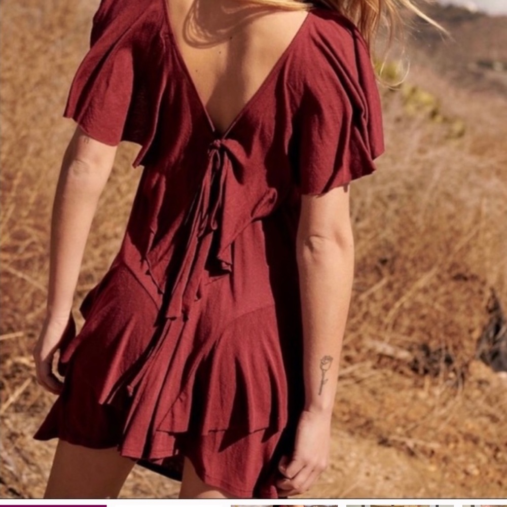 NWOT‎ free people beach burgundy tiered darling mini dress